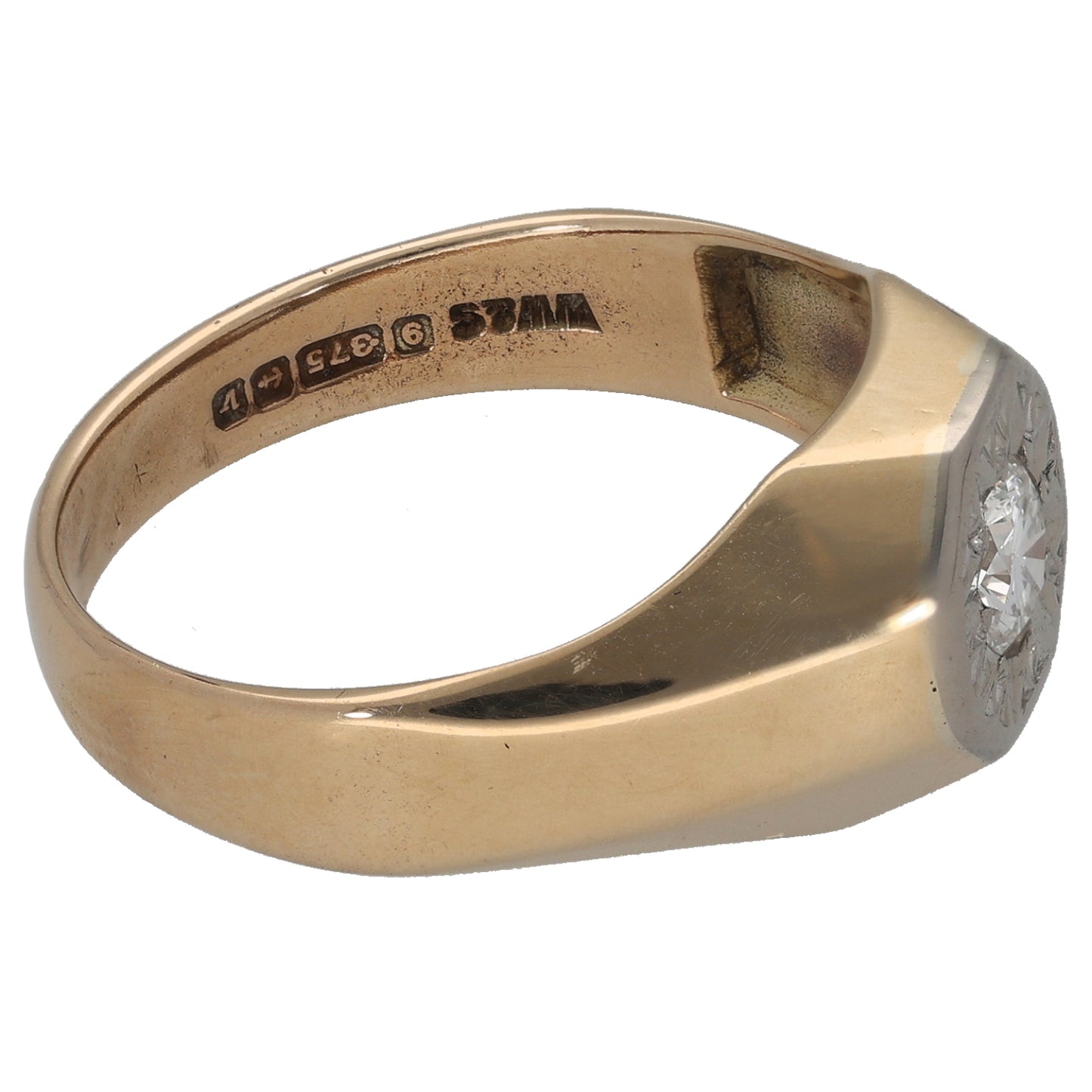 9ct Gold 0.33ct Diamond Solitaire Ring Size T