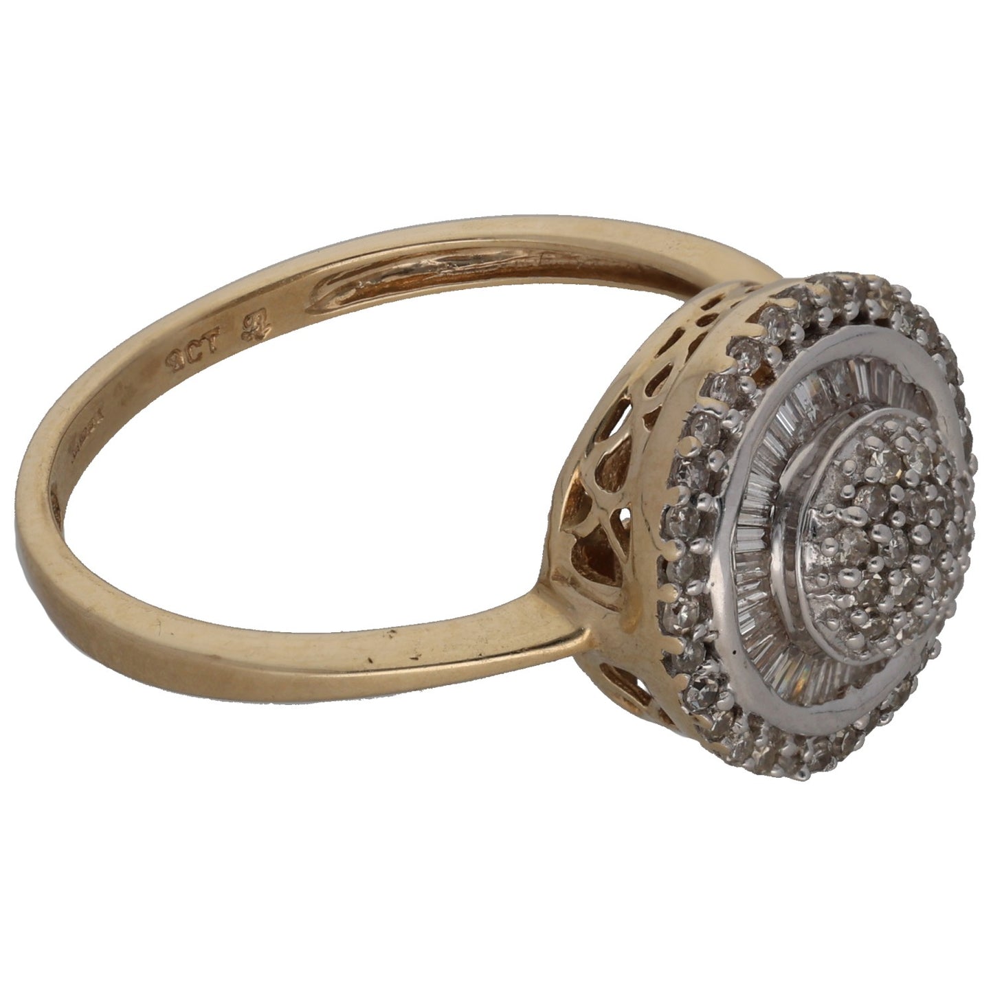 9ct Gold 0.57ct Diamond Dress/Cocktail Ring Size S