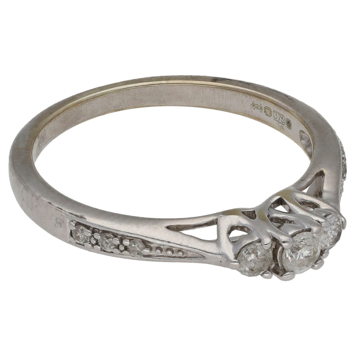 9ct White Gold 0.23ct Diamond Dress/Cocktail Ring Size N