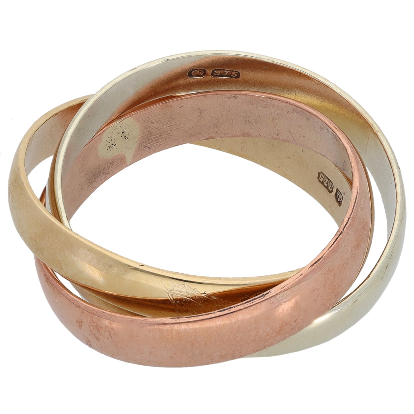 9ct Tricolour Gold Wedding Ring Size M