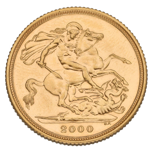 22ct Gold Queen Elizabeth II Full Sovereign Coin 2000