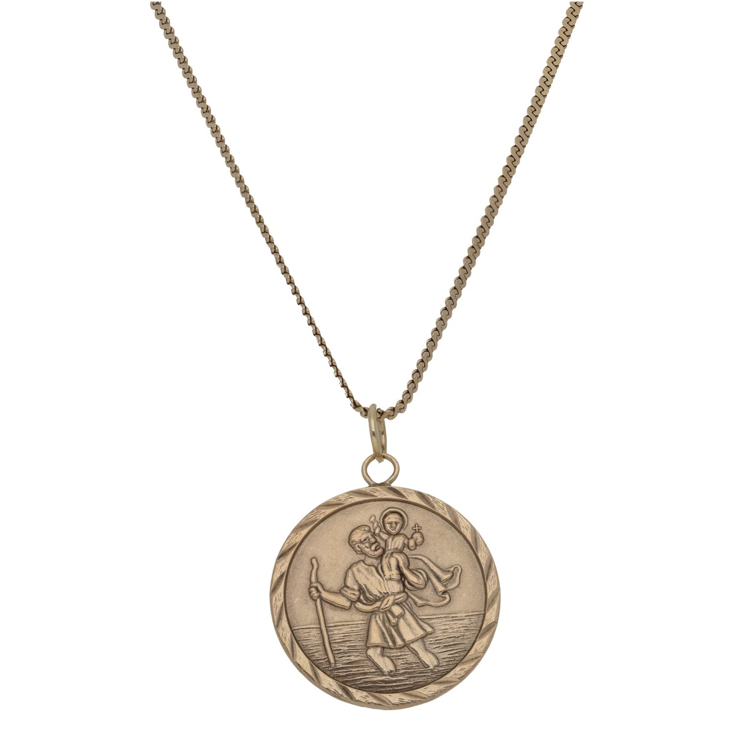 9ct Gold St Christopher Pendant With Chain
