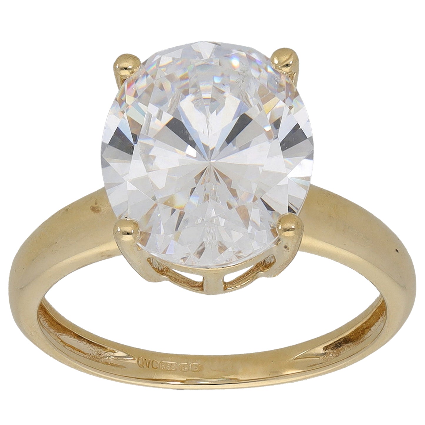 14ct Gold Cubic Zirconia Single Stone Ring Size M