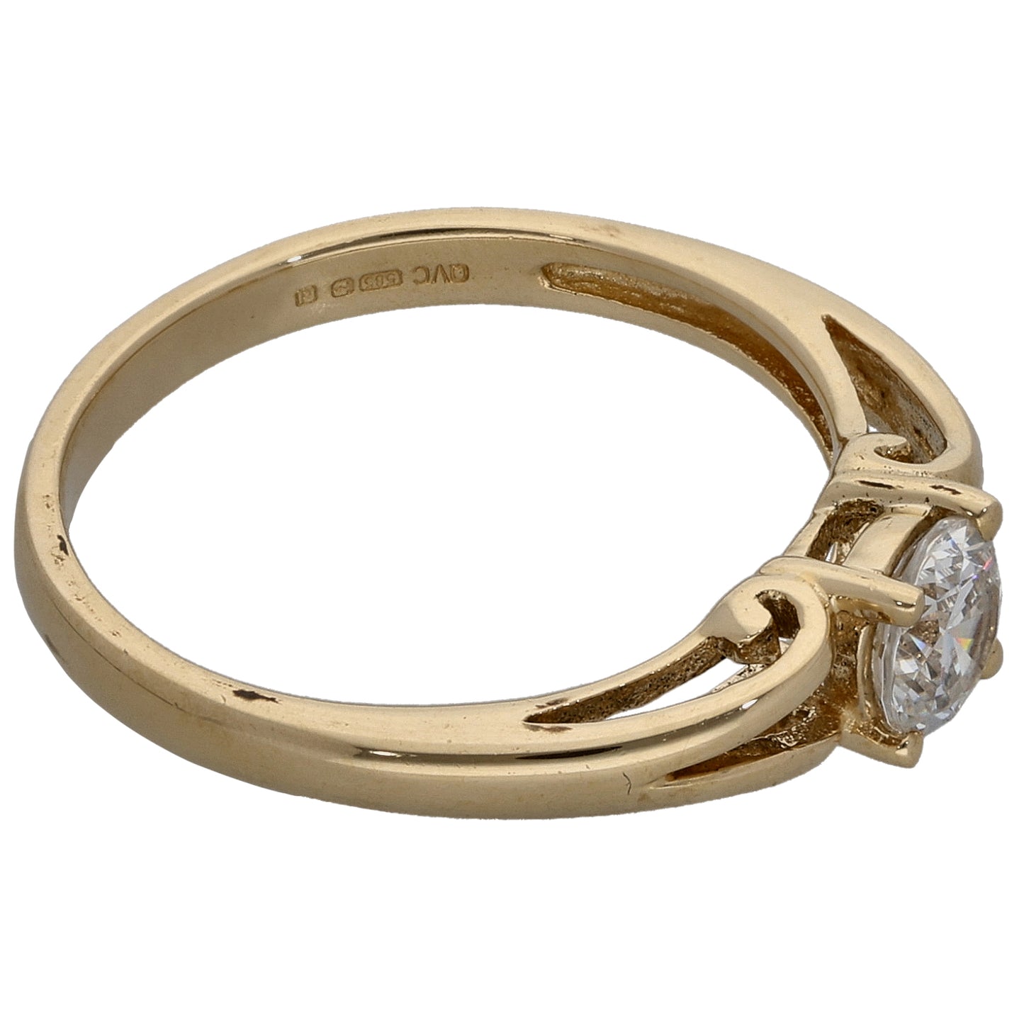 14ct Gold Cubic Zirconia Single Stone Ring Size N