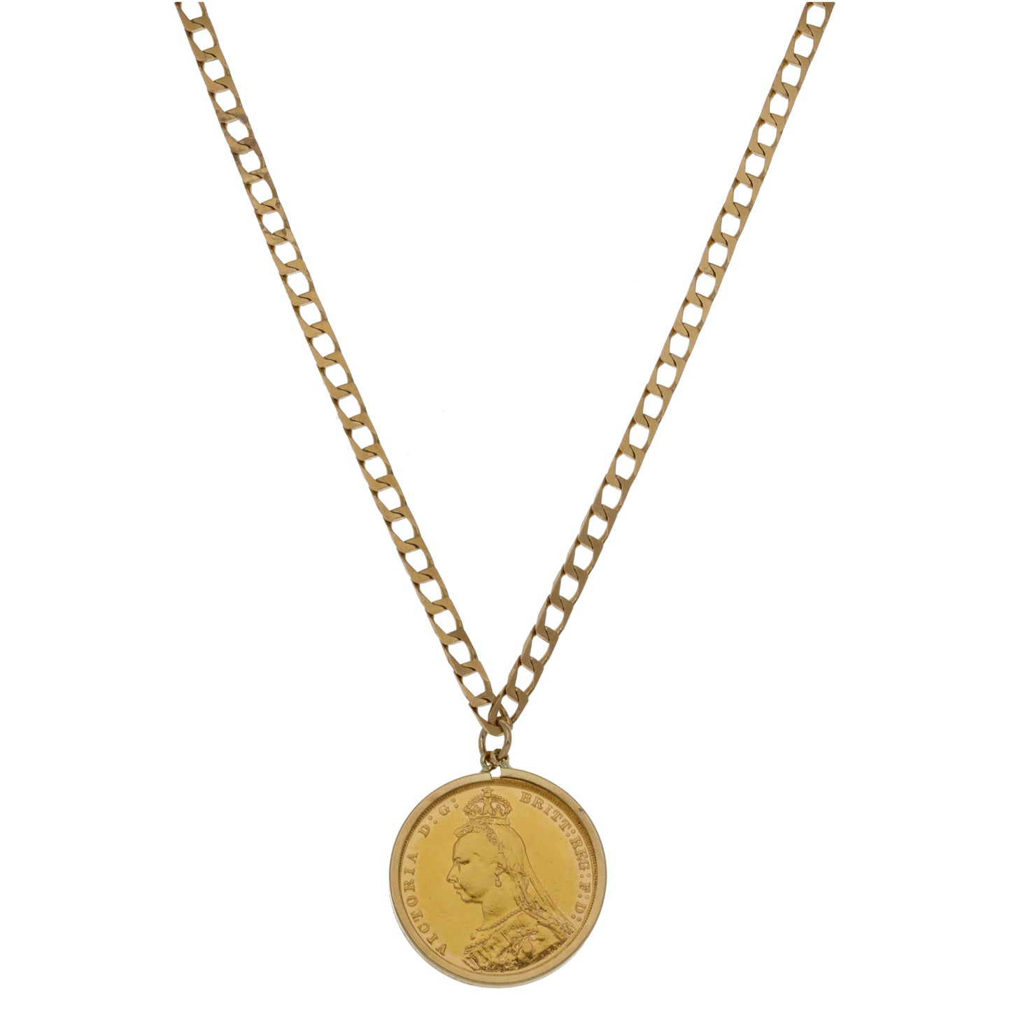 9ct Gold Full Sovereign Coin Pendant With Chain