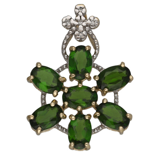 9ct Gold Diopside Cluster Pendant
