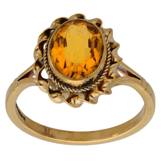 9ct Gold Citrine Single Stone Ring Size N