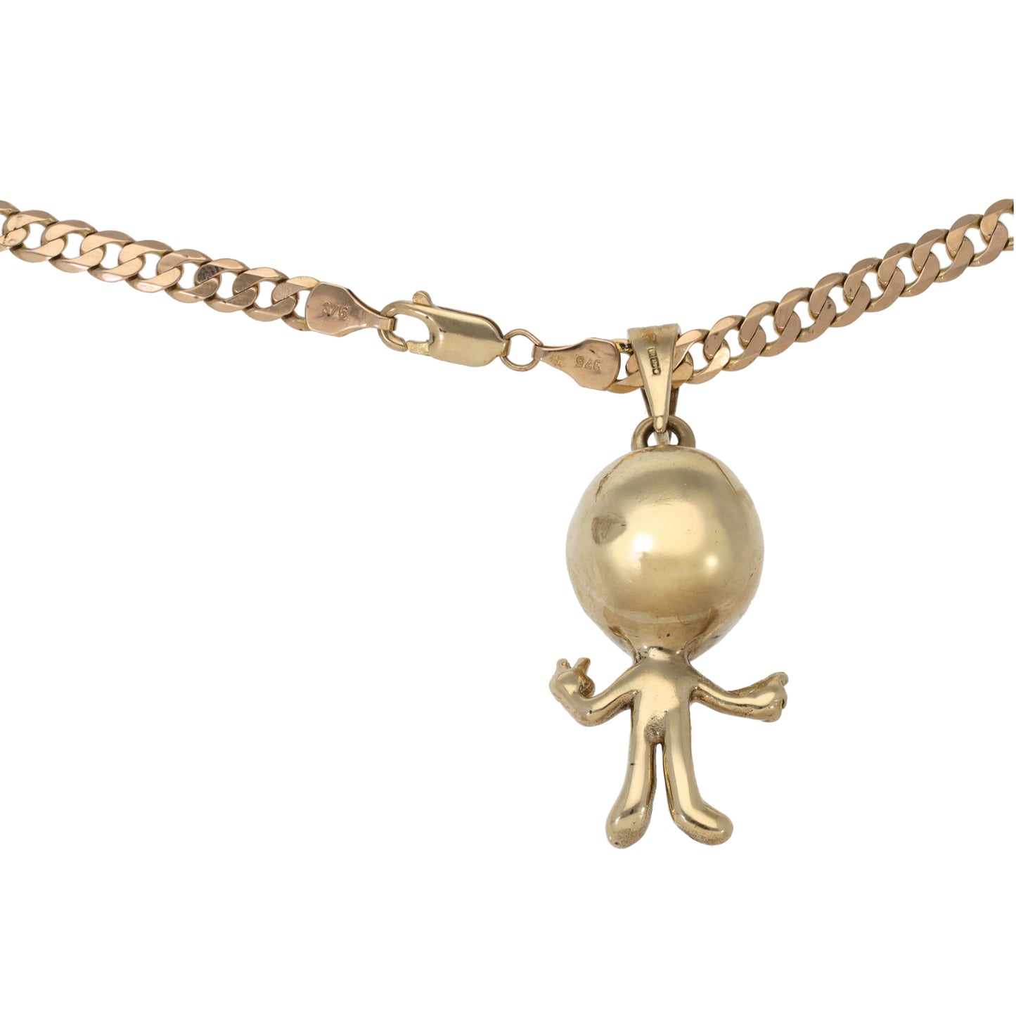 9ct Gold Imitation Gems Alien Pendant With Chain