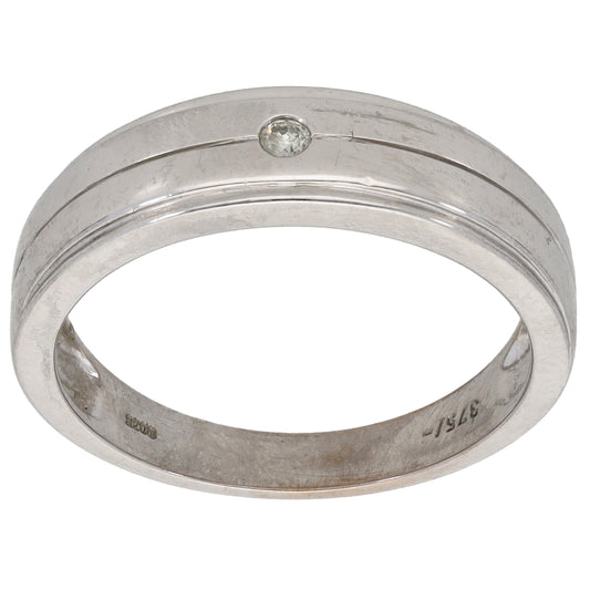 9ct White Gold 0.02ct Diamond Alternative Ring Size Q