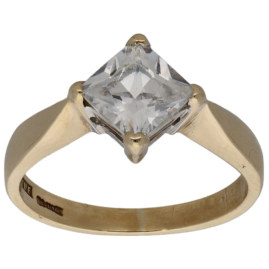 9ct Gold Cubic Zirconia Single Stone Ring Size K