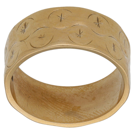 9ct Gold Patterned Wedding Ring Size M