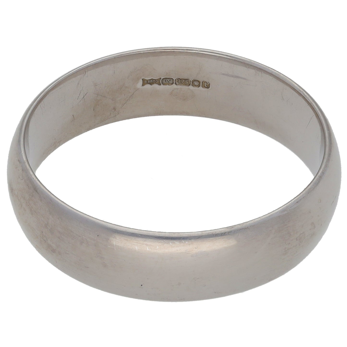 9ct White Gold Plain Wedding Ring Size U 1/2