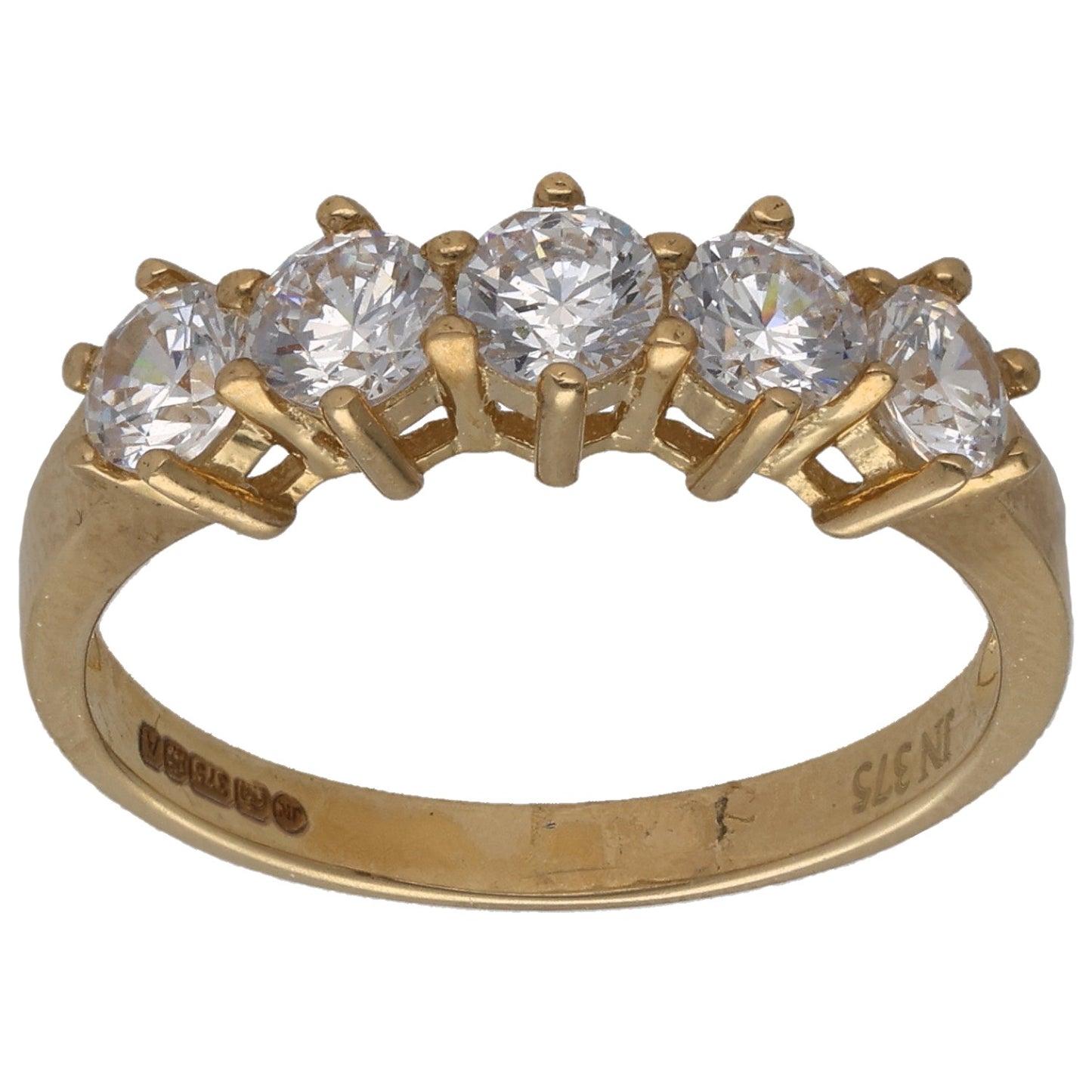 9ct Gold Cubic Zirconia Half Eternity Ring Size Q