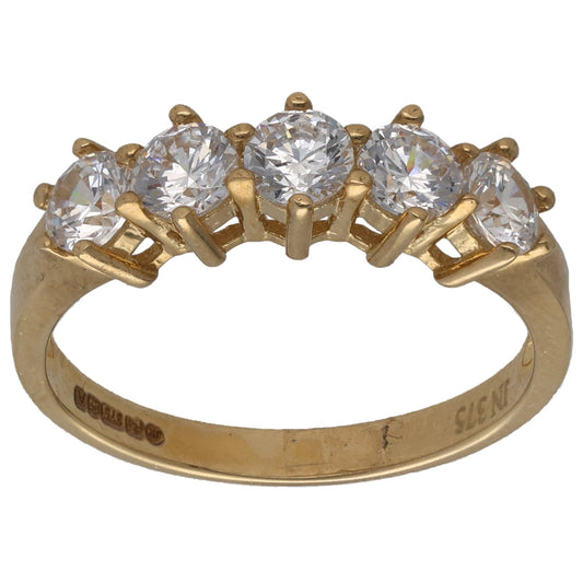 9ct Gold Cubic Zirconia Half Eternity Ring Size Q