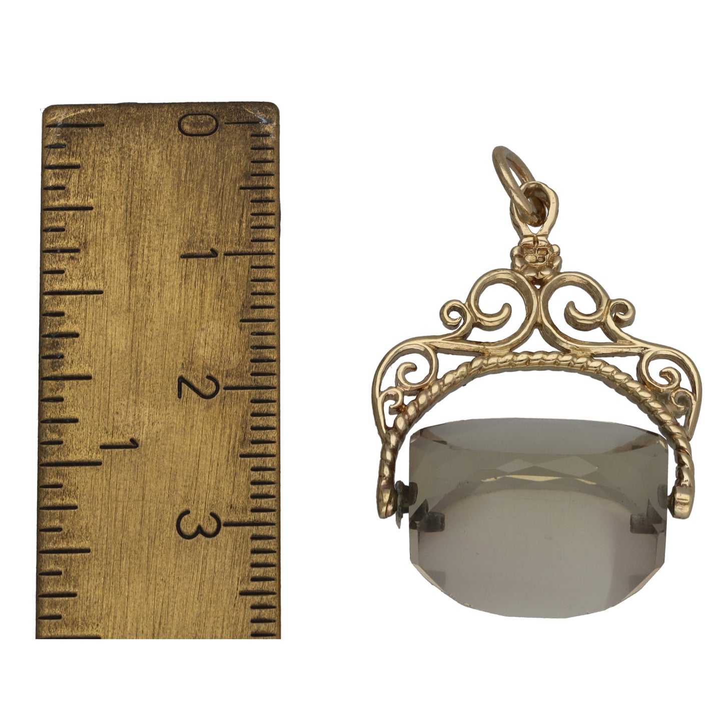 9ct Gold Smoky Quartz Fob Pendant