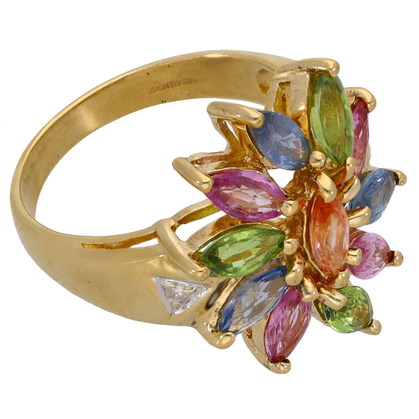 9ct Gold Sapphire & Imitation Gems Dress/Cocktail Ring Size N