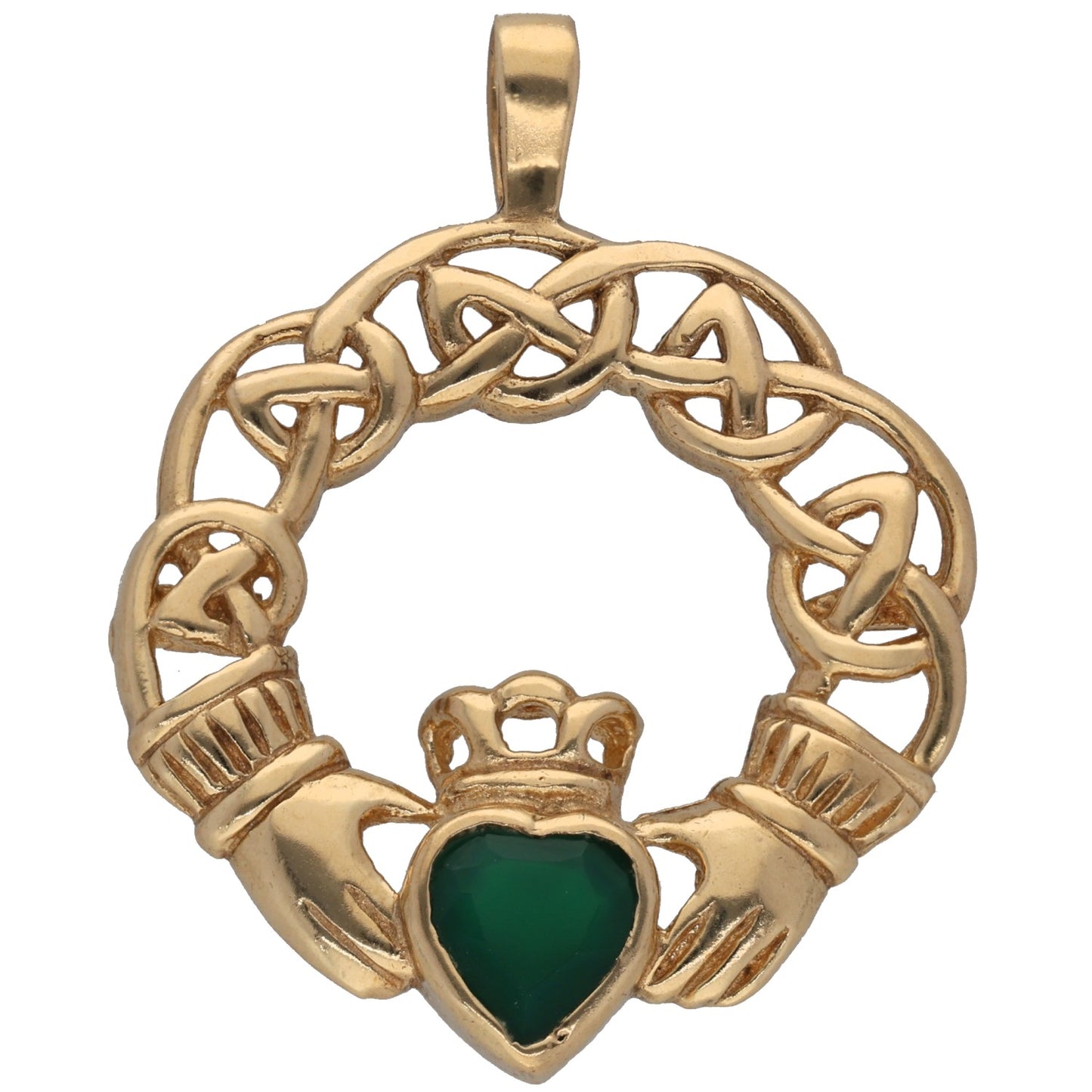 9ct Gold Agate Claddagh Pendant
