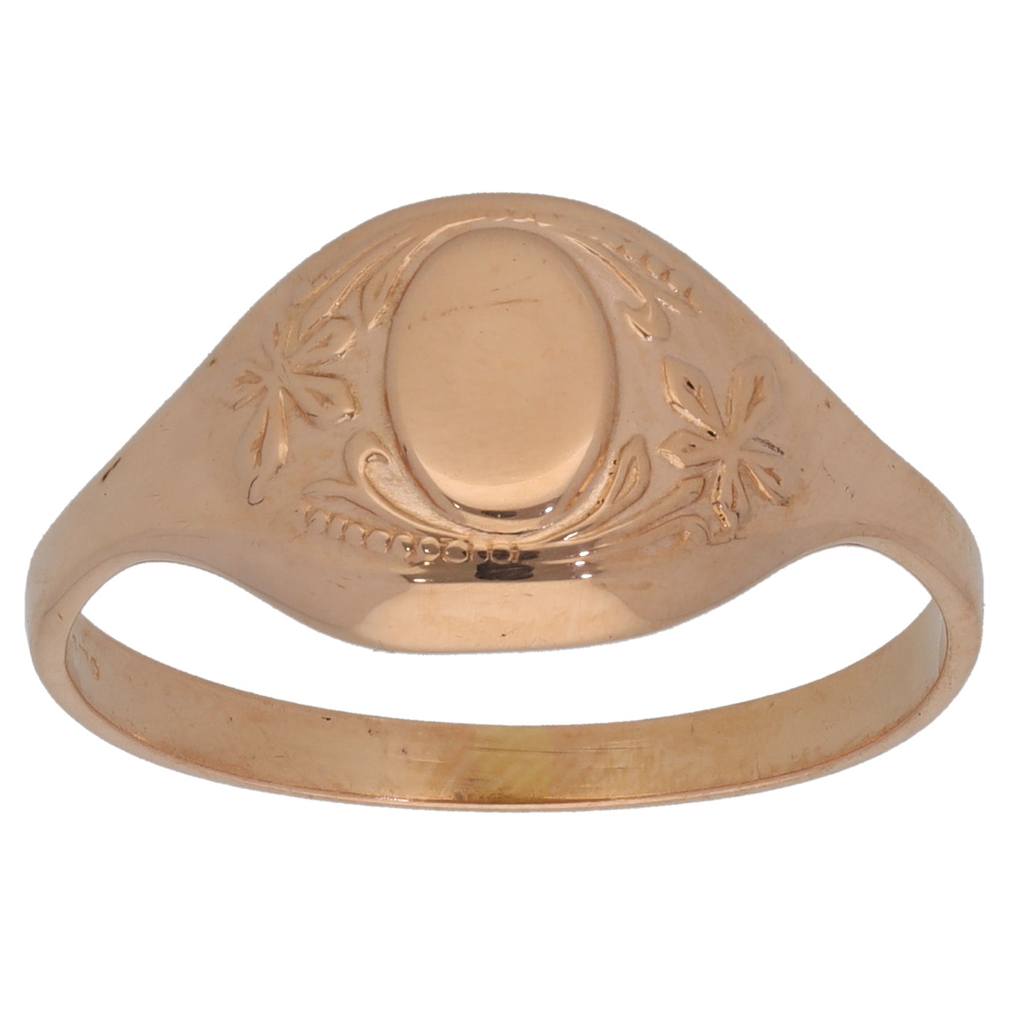 9ct Rose Gold Patterned Signet Ring Size S