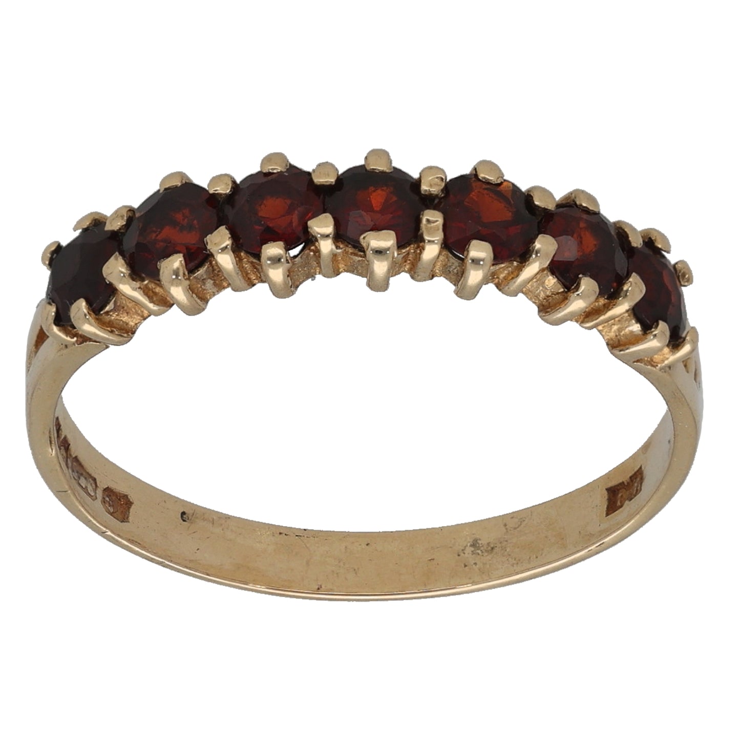 9ct Gold Garnet Half Eternity Ring Size P