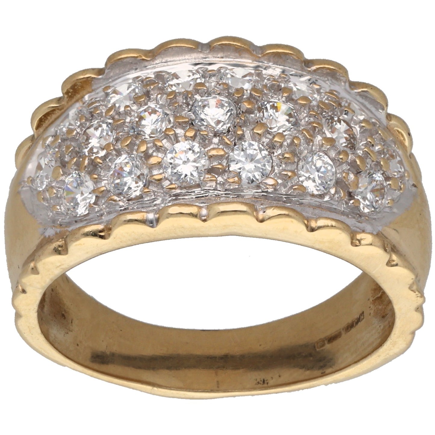 9ct Gold Cubic Zirconia Dress/Cocktail Ring Size S