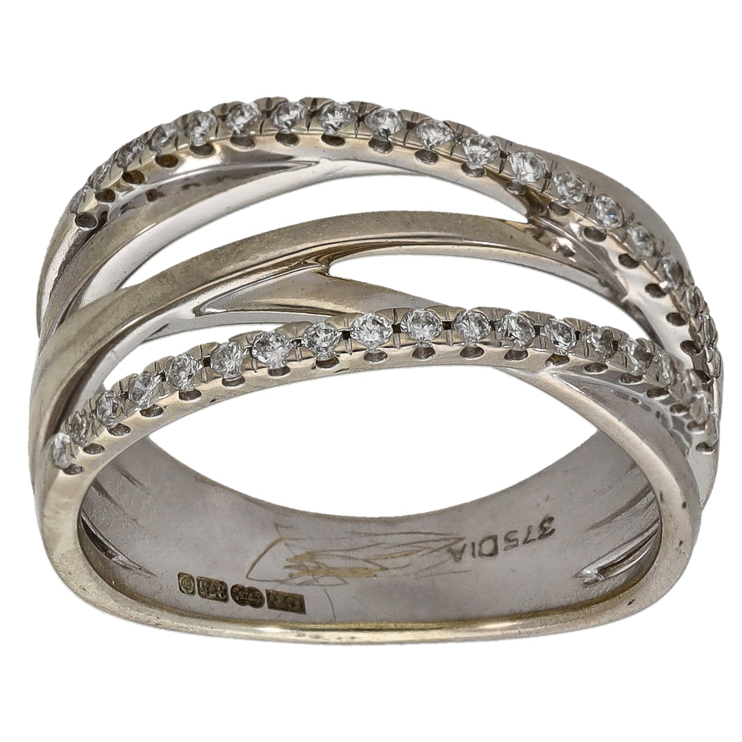 9ct White Gold 0.19ct Diamond Dress/Cocktail Ring Size L