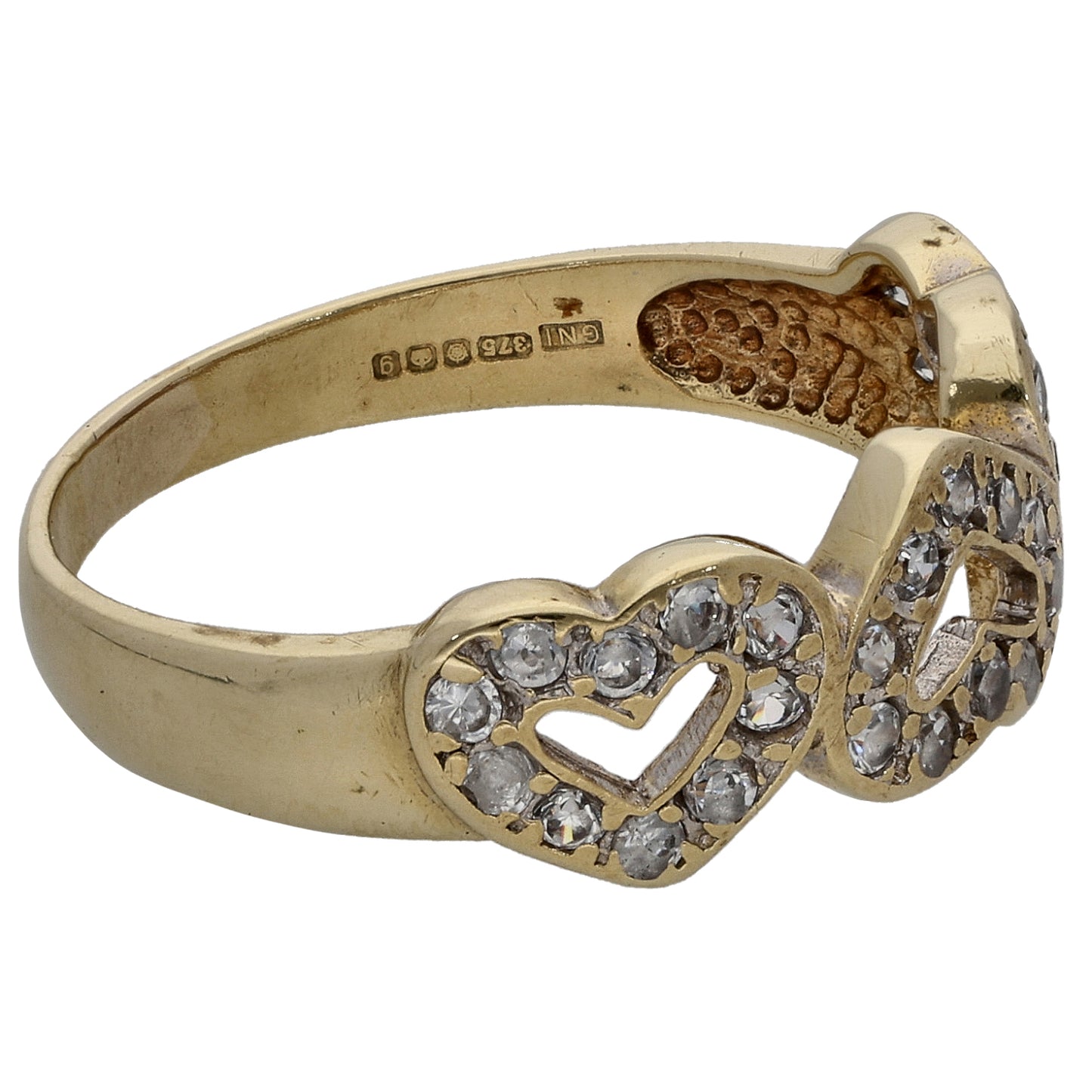 9ct Gold Cubic Zirconia Dress/Cocktail Ring Size O