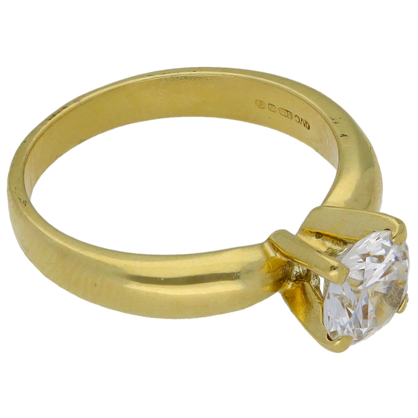 14ct Gold Cubic Zirconia Single Stone Ring Size L