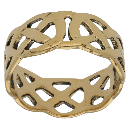 9ct Gold Patterned Wedding Ring Size L