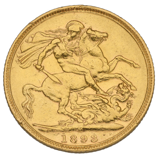 22ct Gold Queen Victoria Full Sovereign Coin 1893