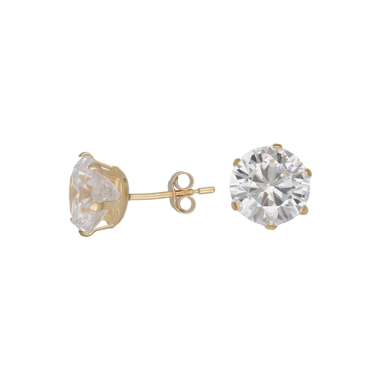 9ct Gold Cubic Zirconia Round Stud Earrings