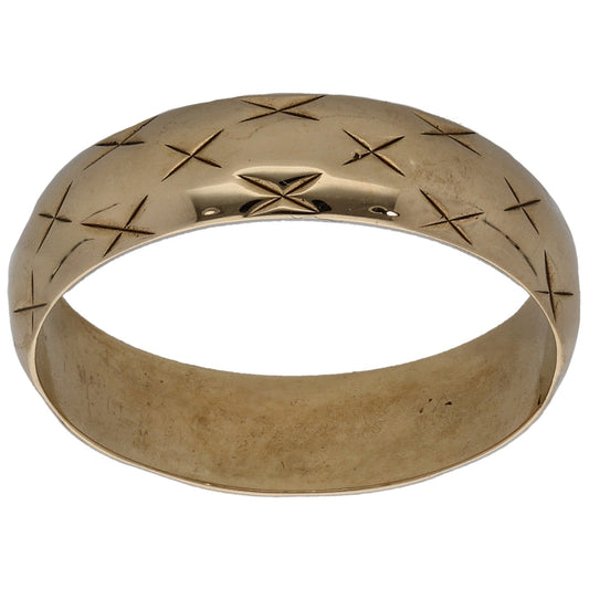 9ct Gold Patterned Wedding Ring Size N