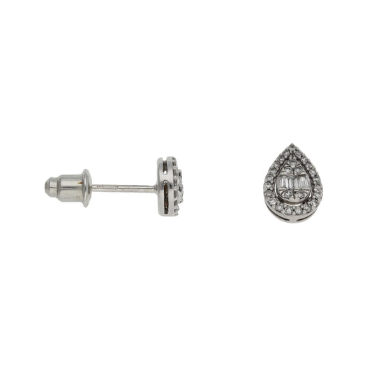 9ct White Gold 0.58ct Diamond Cluster Earrings