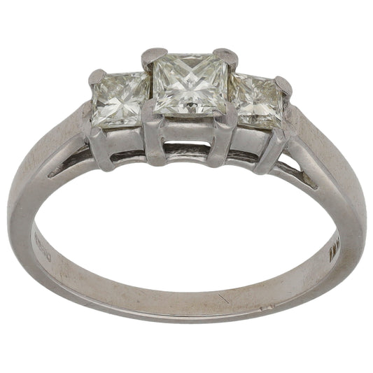 14ct White Gold 0.70ct Diamond Trilogy Ring Size M