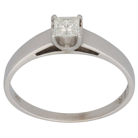 18ct White Gold 0.39ct Diamond Solitaire Ring Size R 1/2