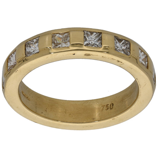 18ct Gold 0.80ct Diamond Half Eternity Ring Size S