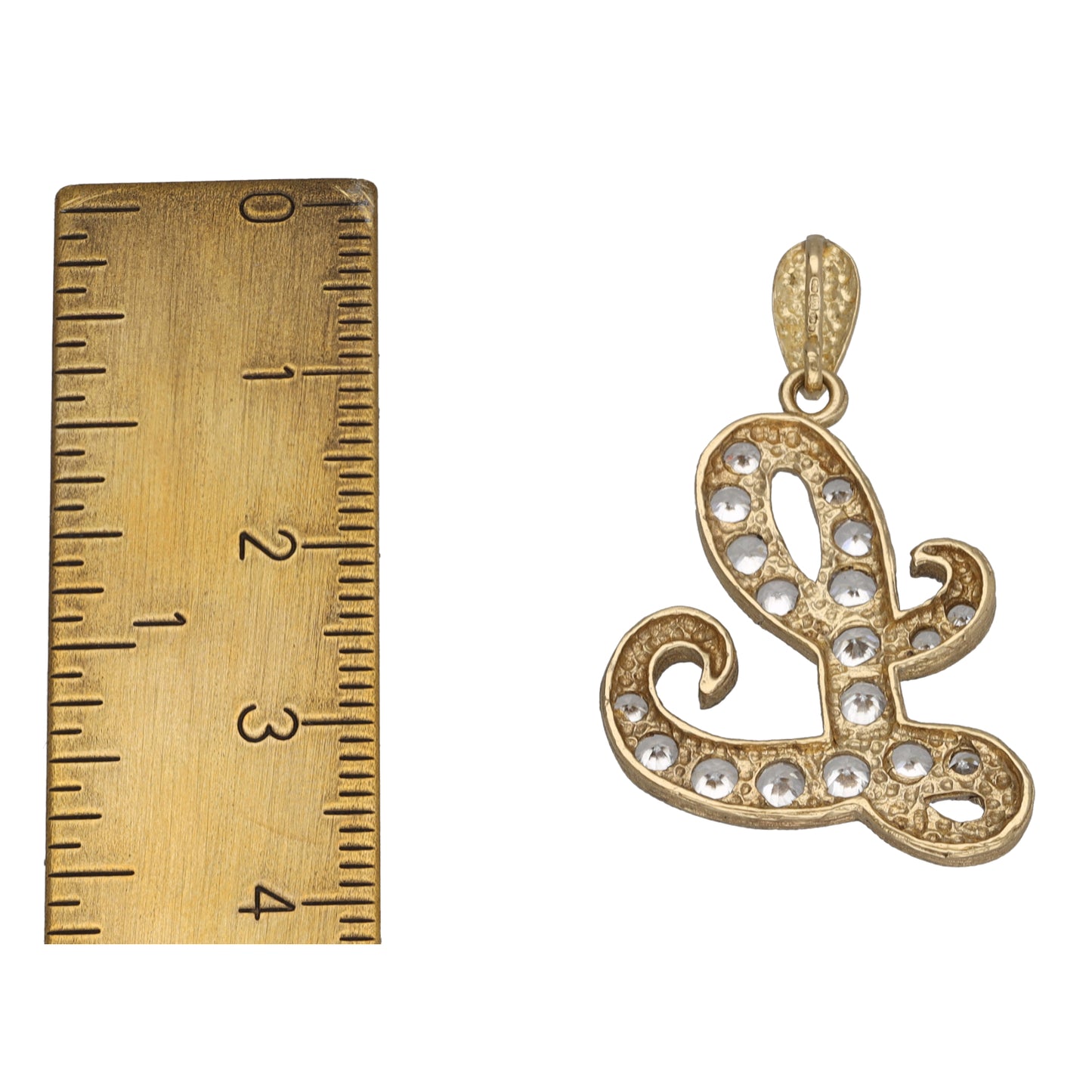9ct Gold Cubic Zirconia Initial 'L' Pendant
