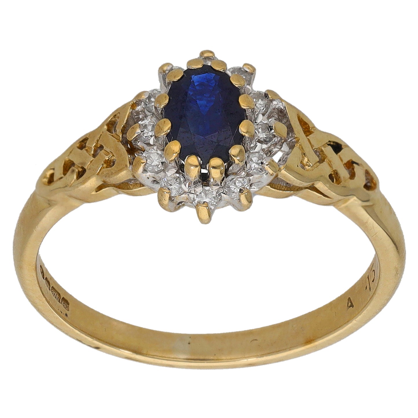 9ct Gold Sapphire & 0.13ct Diamond Dress/Cocktail Ring Size N