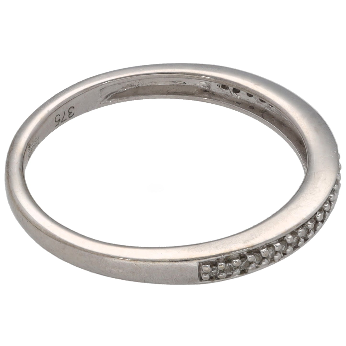 9ct White Gold 0.14ct Diamond Half Eternity Ring Size M