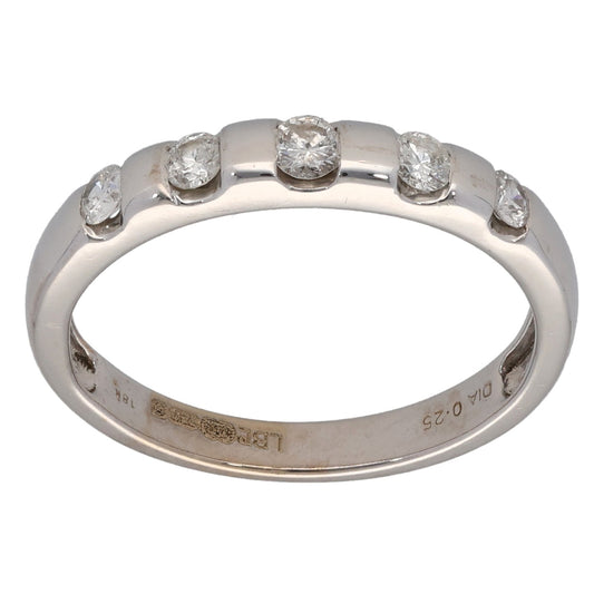 18ct White Gold 0.25ct Diamond Half Eternity Ring Size M