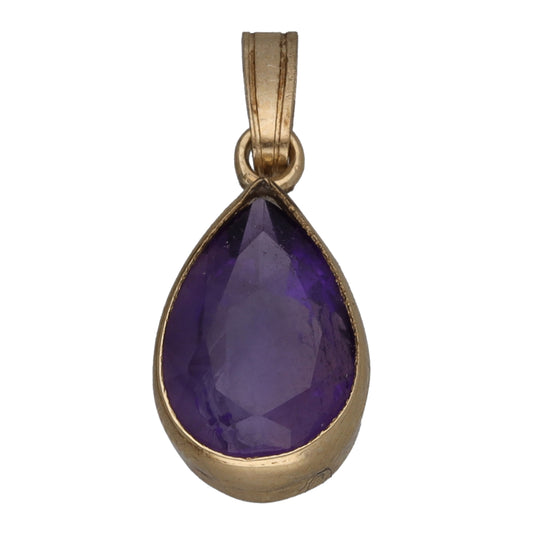 9ct Gold Amethyst Earrings & Pendant Jewellery Set
