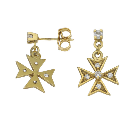 9ct Gold Cubic Zirconia Drop Earrings