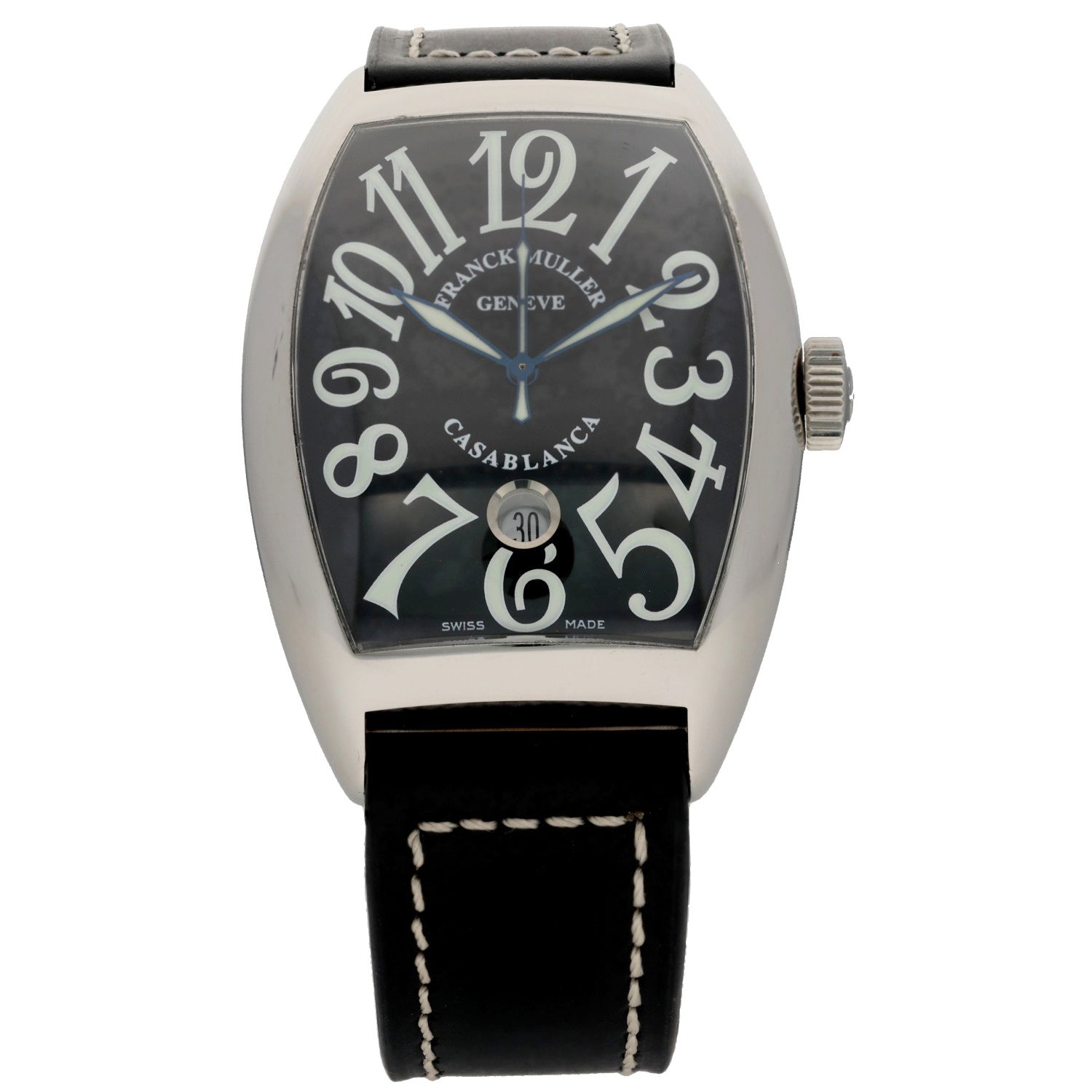 Franck Muller Casablanca 8880 C DT, black dial, black leather strap, front image
