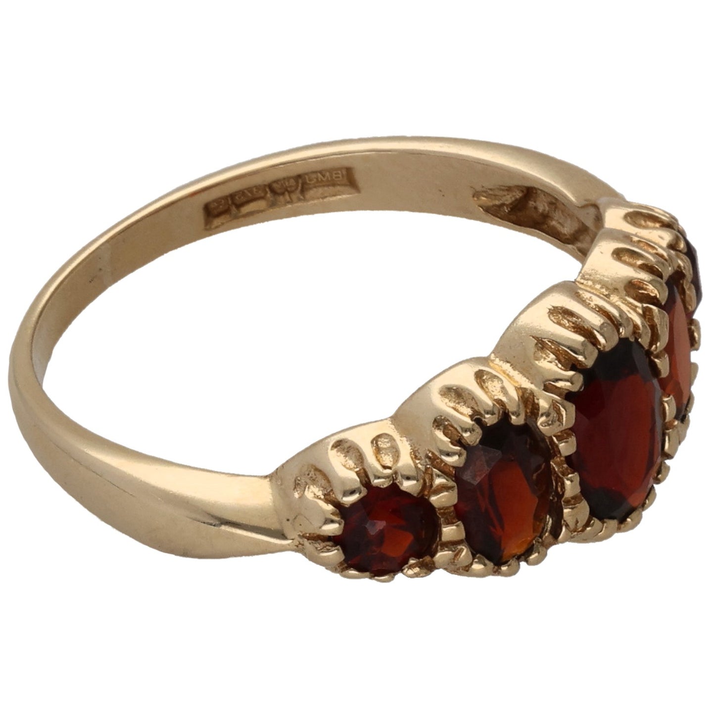 9ct Gold Garnet Half Eternity Ring Size M