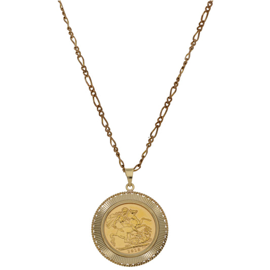 9ct Gold Full Sovereign Coin Pendant With Chain