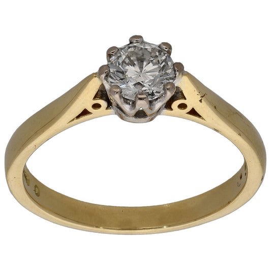 18ct Gold 0.52ct Diamond Solitaire Ring Size M