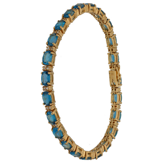 9ct Gold Topaz & 0.23ct Diamond Fancy Stone Set Bracelet