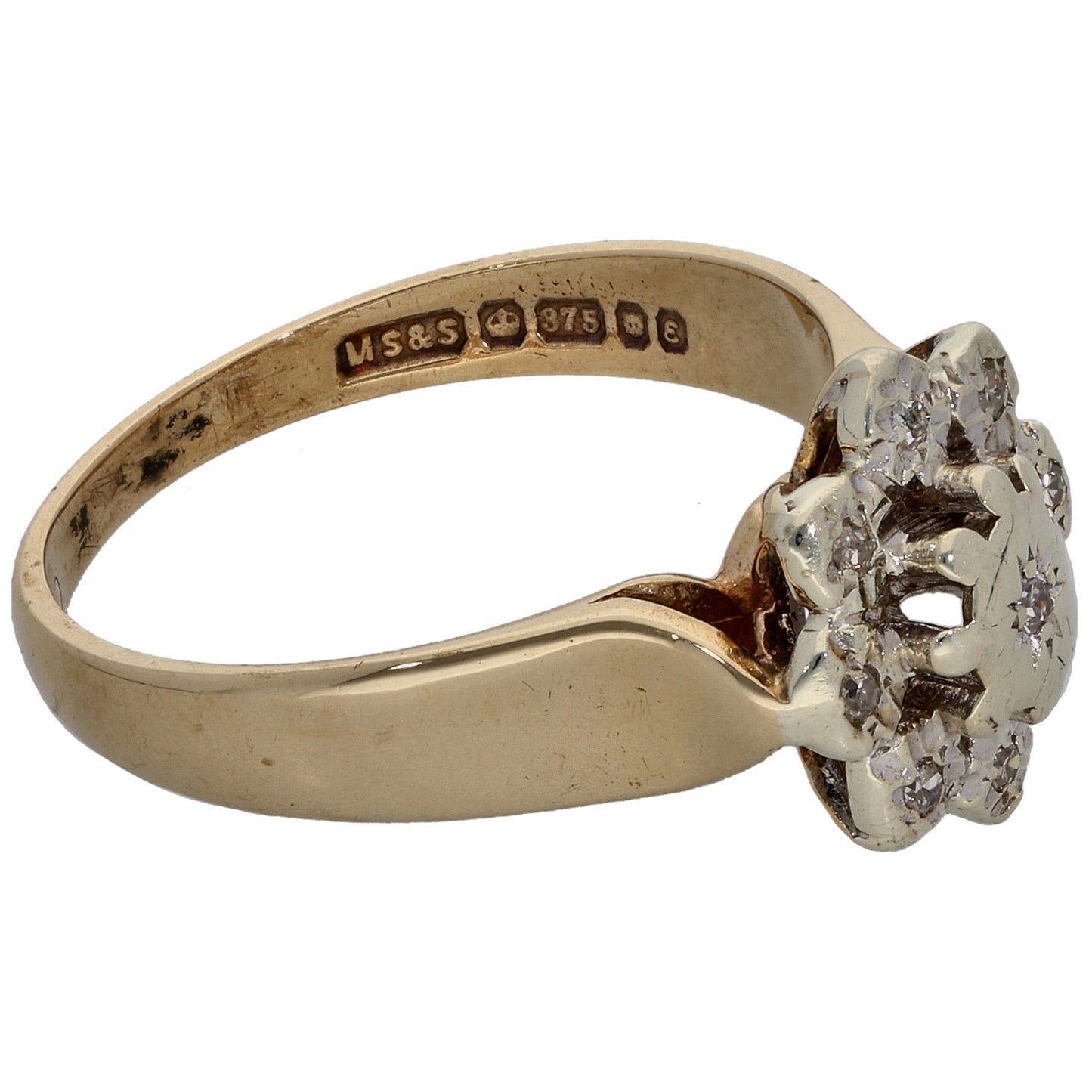 9ct Gold 0.045ct Diamond Cluster Ring Size L