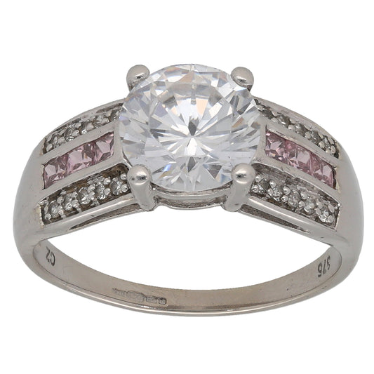 9ct White Gold Cubic Zirconia Dress/Cocktail Ring Size N