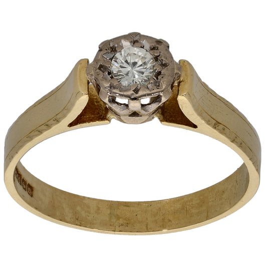 18ct Gold 0.13ct Diamond Solitaire Ring Size O