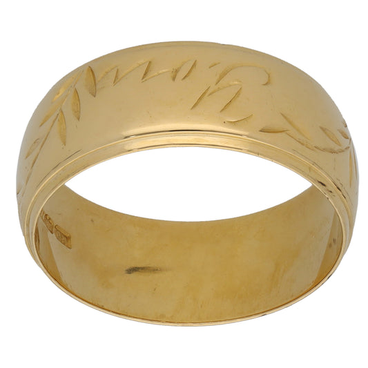 18ct Gold Patterned Wedding Ring Size O